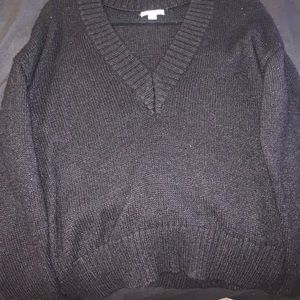 Black deep V sweater